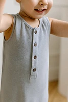 Mist Waffle Henley Romper