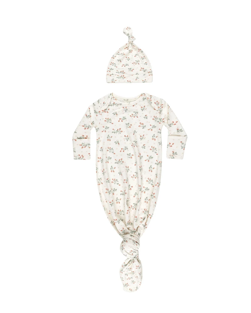 Strawberries Knotted Gown Set