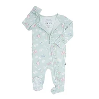 Mint Butterfly Daisy Ruffle Bamboo Sleeper