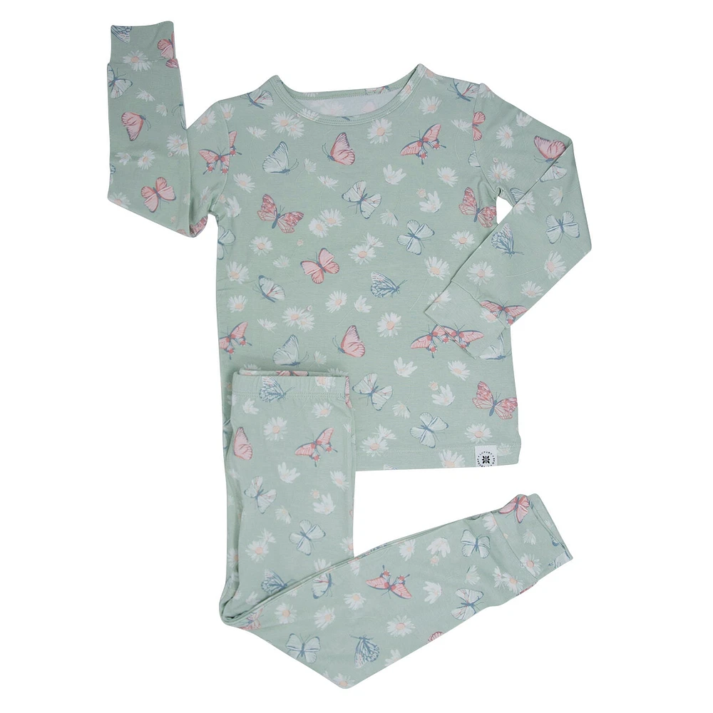 Mint Butterfly Daisy Bamboo Pajama Set