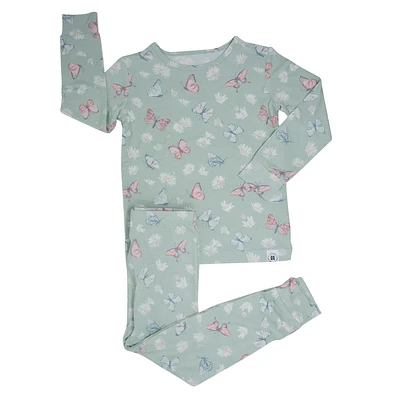 Mint Butterfly Daisy Bamboo Pajama Set