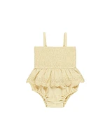 Yellow Smocked Skirted Romper