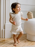 Floral Lydia Ribbed Ruffle Short