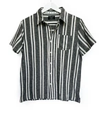 Men's Charcoal Stripe Linen Button Up