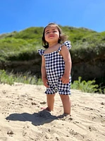 Navy Plaid Bubble Romper