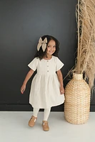 Oatmeal Linen Short Sleeve Dress