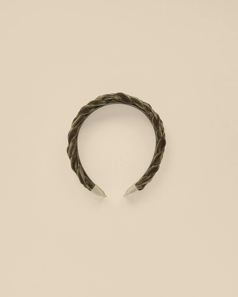 Olive Velvet Braided Headband