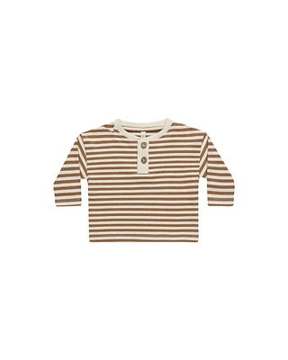 Cinnamon Stripe Henley Tee