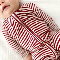 Red Stripe Zip Romper