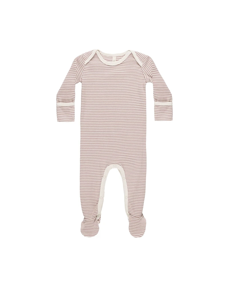 Mauve Stripe Ribbed Footie