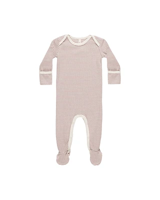 Mauve Stripe Ribbed Footie