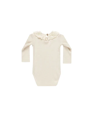 Natural Ruffle Collar Bodysuit