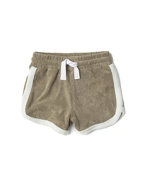 Khaki Green Terry Cloth Track Shorts