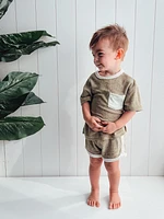 Khaki Green Terry Cloth Track Shorts