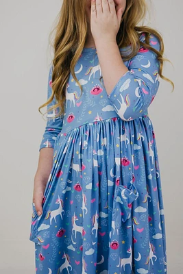 Blue Moon Unicorn Pocket Twirl Dress