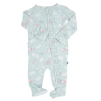 Mint Butterfly Daisy Ruffle Bamboo Sleeper