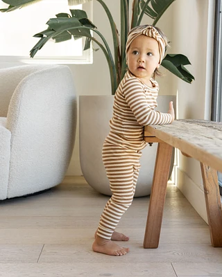 Cinnamon Stripe Ribbed Tee & Legging Set