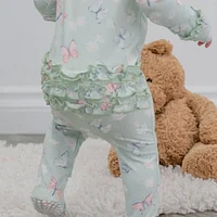 Mint Butterfly Daisy Ruffle Bamboo Sleeper