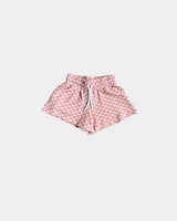 Pink Lemonade Checkered Sweat Shorts