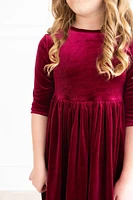 Cranberry Velvet Twirl Dress