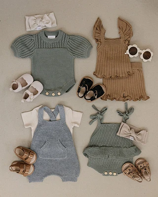 Grey Pocket Knit Overalls