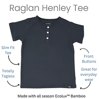 Charcoal Black Bamboo Henley