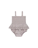 Lavender Smocked Skirted Romper