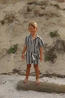 Charcoal Stripe Linen Shorts