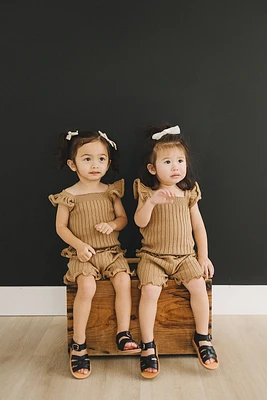 Mustard Ribbed Knit Tank Set