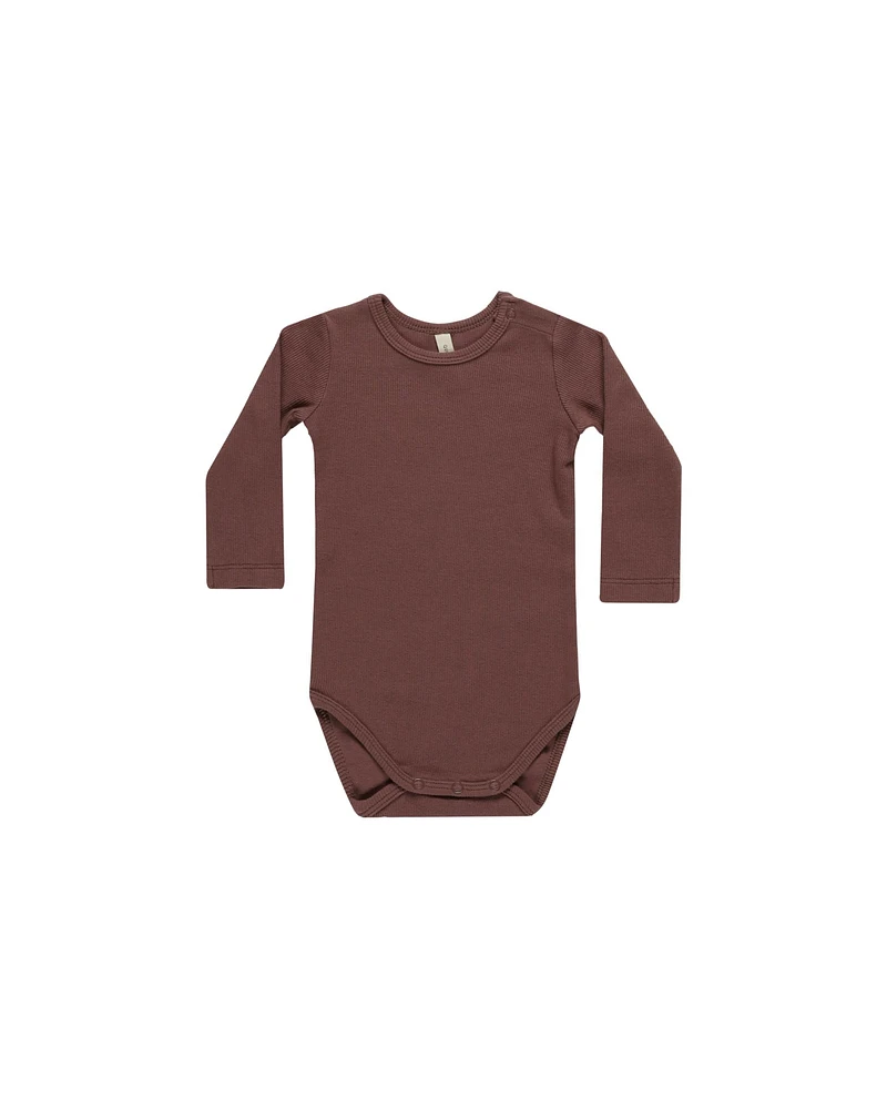 Plum Ribbed Long Sleeve Bodysuit