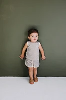 Grey Stripe Terry Cloth Short Set