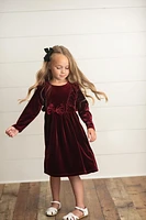 Wine Velvet Ruffle Dress