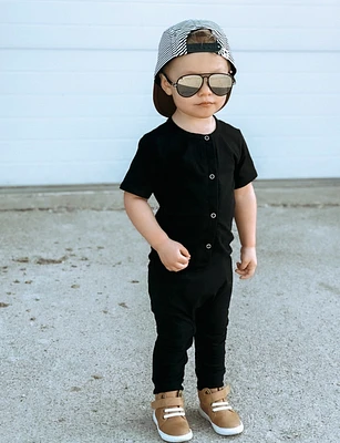Henry Snap Romper - Black