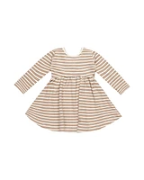 Golden Stripe Ribbed Long Sleeve Dress