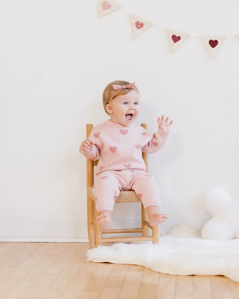 Pink Heart Knit Sweater