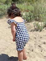 Navy Plaid Bubble Romper