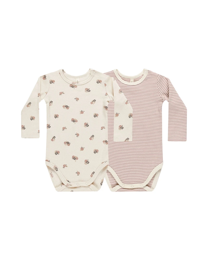 Wild Flowers + Mauve Stripe Bodysuit 2pk