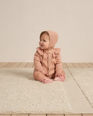 Heathered Rose Ruffle Collar Cardigan