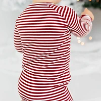 Red Stripe Zip Romper