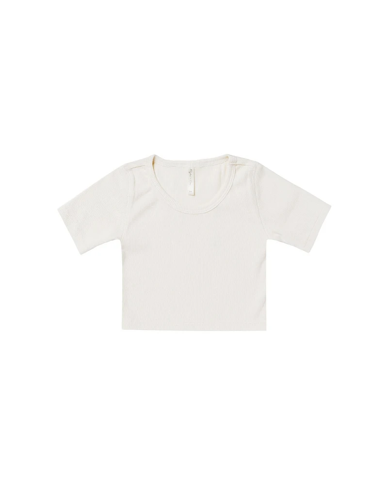 Ivory Ribbed Scoop Tee