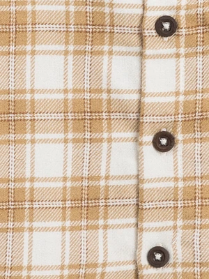 Latte Plaid Flannel Button Down