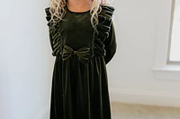 Moss Velvet Ruffle Dress