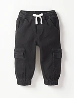 Black Wash Cargo Denim Jogger