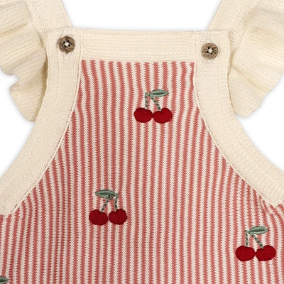 Cherry Stripe Ruffle Romper Set