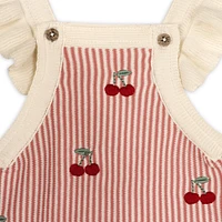 Cherry Stripe Ruffle Romper Set