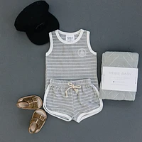 Grey Stripe Terry Cloth Short Set