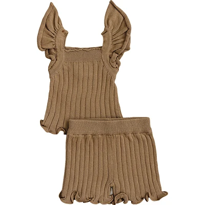 Mustard Ribbed Knit Tank Set