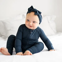 Navy Ribbed Zip Romper