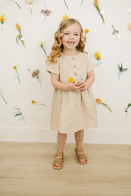 Oatmeal Linen Short Sleeve Dress