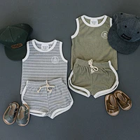 Grey Stripe Terry Cloth Short Set